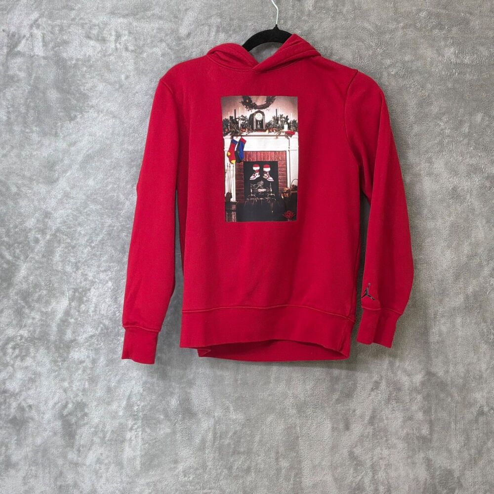 Jordan x Nike Air Hoodie Youth Large Red Fleece Pullover Sweatshirt Christmas